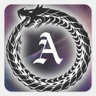 Sticker Carré Ouroboros Dragon Mange Tail | Monogramme gothique