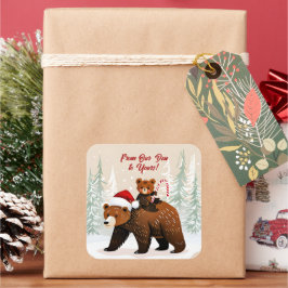 Sticker Carré Ours adorables et message festif