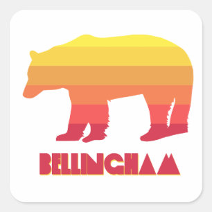 Sticker Carré Ours arc-en-ciel Bellingham Washington