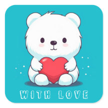 Ours blanc avec coeur, personnalisé