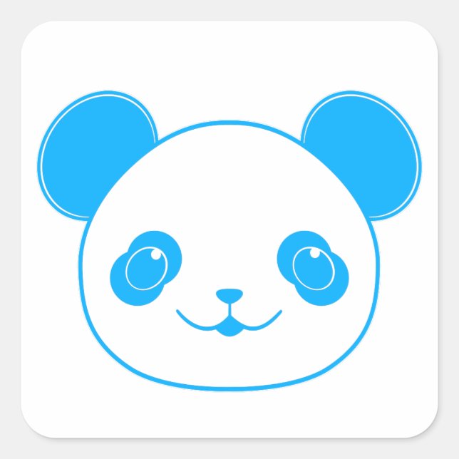 Sticker Carré Ours bleu Kawaii Panda (Devant)