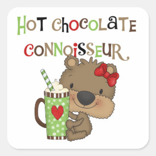 Sticker Carré Ours chaud de fille de ChocolateConoisseur