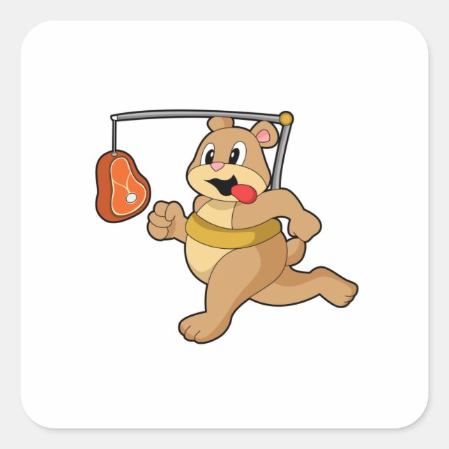 Sticker Carré Ours comme coureur (Devant)