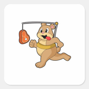 Sticker Carré Ours comme coureur
