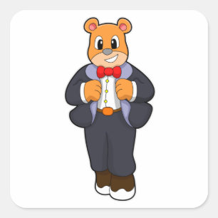 Sticker Carré Ours comme marié avec costume