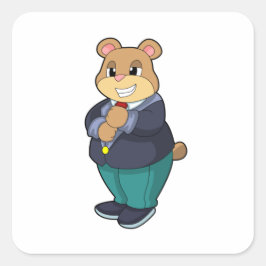 Sticker Carré Ours comme marié avec costume