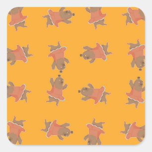 Sticker Carré ours de ballerine Brown