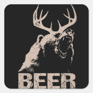 Sticker Carré Ours de cerfs de bière