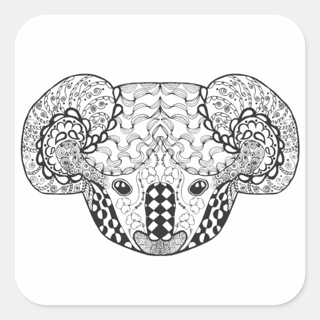 Sticker Carré Ours de koala inspiré (Devant)