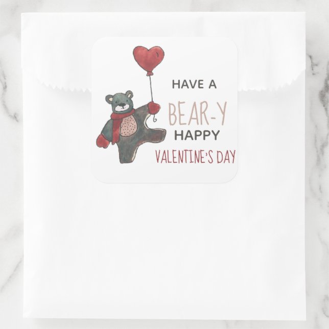 Sticker Carré Ours de la Saint Valentin (Sac)