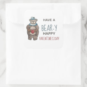 Sticker Carré Ours de la Saint Valentin