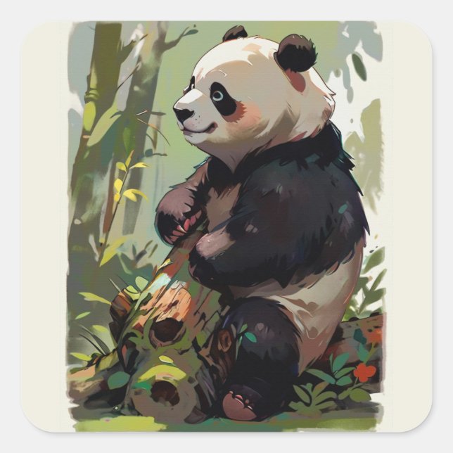 Sticker Carré Ours de loisirs - Ours de panda (Devant)