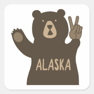 Sticker Carré Ours de paix de l'Alaska