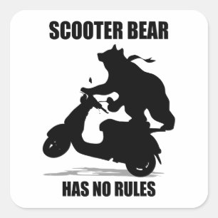 Sticker Carré Ours de scooter