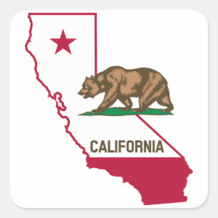 Sticker Carré Ours drapeau de Californie