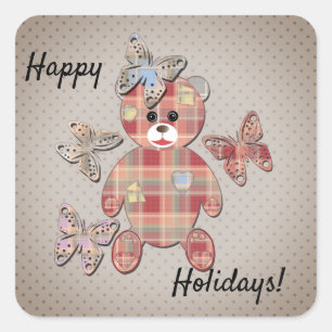 Sticker Carré Ours en peluche