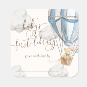 Sticker Carré Ours en peluche attend avec impatience l'étiquette