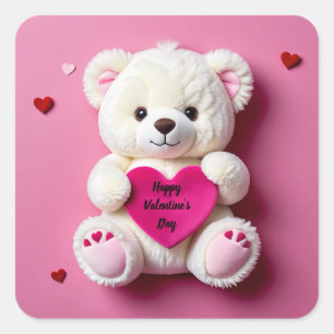 Sticker Carré Ours en peluche de la Saint-Valentin