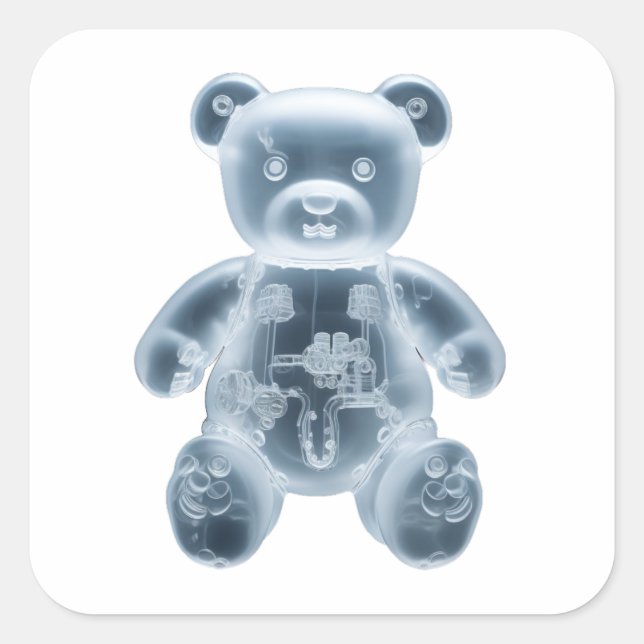 Sticker Carré Ours en peluche : RBT (Devant)