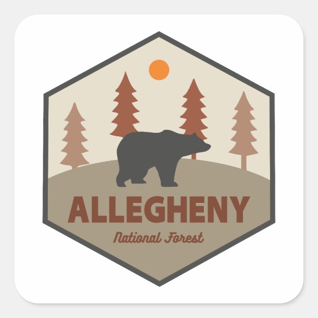 Sticker Carré Ours forestier national d'Allegheny (Devant)