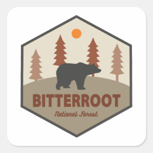 Sticker Carré Ours forestier national de Bitterroot