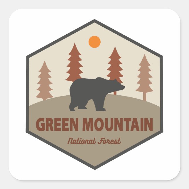Sticker Carré Ours forestier national de Green Mountain (Devant)