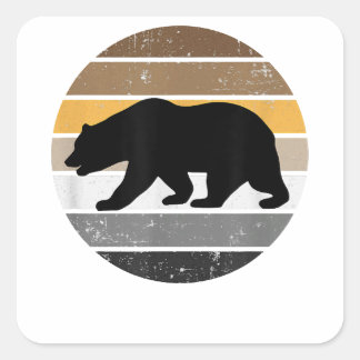 Sticker Carré Ours gris Vintage