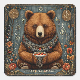 Sticker Carré Ours majestueux