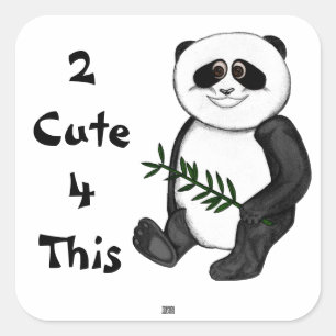 Sticker Carré Ours panda trop mignon
