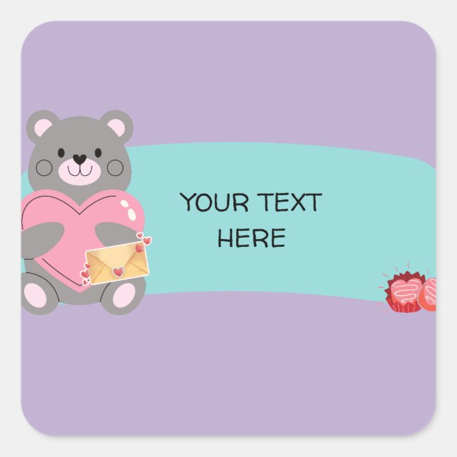 STICKER CARRÉ OURS PERSONNALISABLE (Devant)