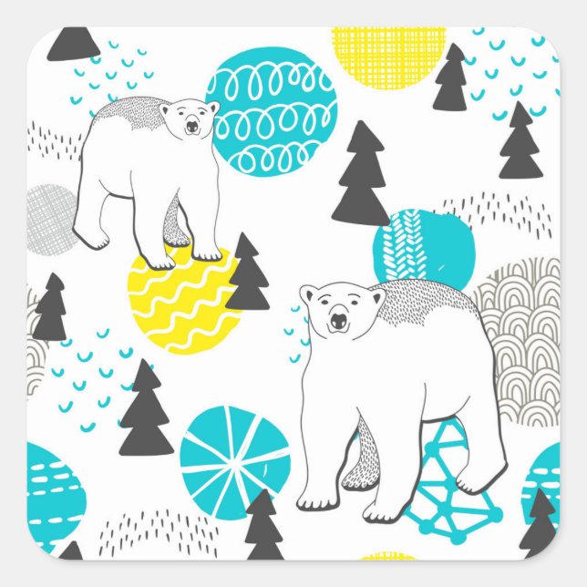 Sticker Carré Ours polaire (Devant)