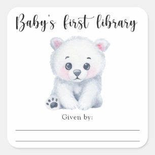 Sticker Carré Ours polaire bébé - la première bibliothèque de bé