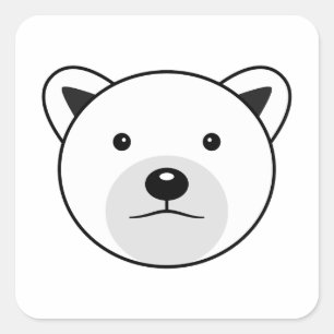 Sticker Carré Ours polaire caricature mignon