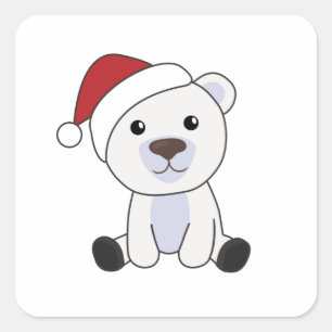 Sticker Carré Ours polaire Noël Neige hiver Animaux Polaires