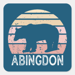 Sticker Carré Ours rétro Abingdon Virginie