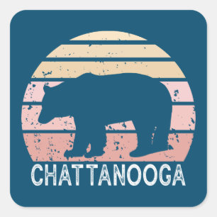 Sticker Carré Ours rétro Chattanooga Tennessee