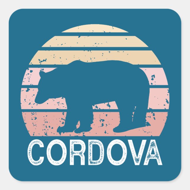 Sticker Carré Ours rétro Cordova Alaska (Devant)