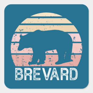 Sticker Carré Ours rétro de Brevard Caroline du Nord