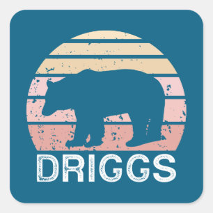 Sticker Carré Ours rétro Driggs Idaho
