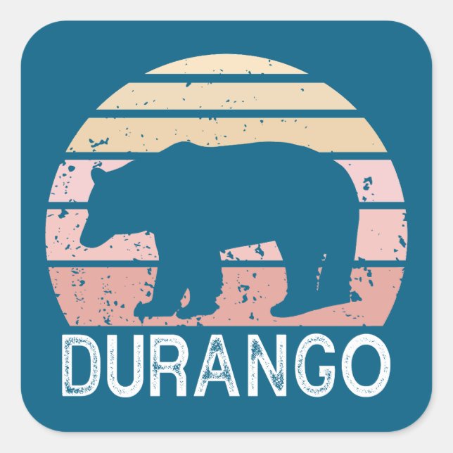 Sticker Carré Ours rétro Durango Colorado (Devant)
