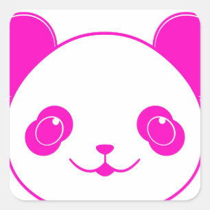 Sticker Carré Ours rose Kawaii Panda