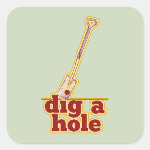 Sticker Carré Outils de jardinage Défiler un trou