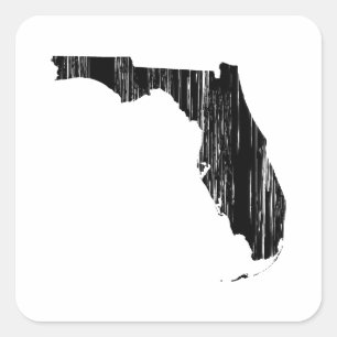 Sticker Carré Outline de l'État de Floride en détresse