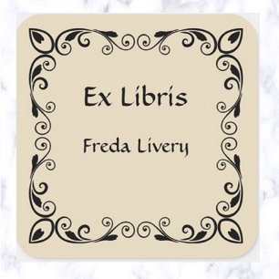 Sticker Carré Oval et défilement Vintages modifiables