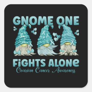 Sticker Carré Ovarian Cancer Awareness Teal Ribbon Gnome