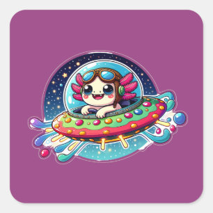 Sticker Carré OVNI Happy Axolotl