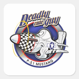 Sticker Carré p-51 mustang