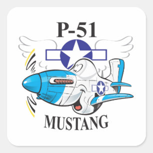 Sticker Carré p-51 mustang