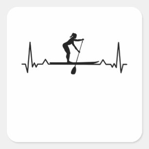 Sticker Carré Paddleboard Sup Girls Heartbeat Gift
