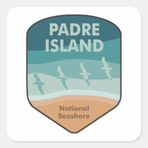 Sticker Carré Padre Island National Seashore Texas Seaguls